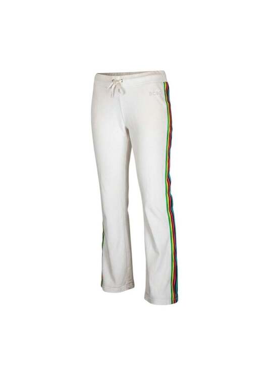 BCBGMAXAZRIA Pants - BCBGMAXAZRIA White Rainbow Stripe Rhinestone Logo Sweatpants Size S